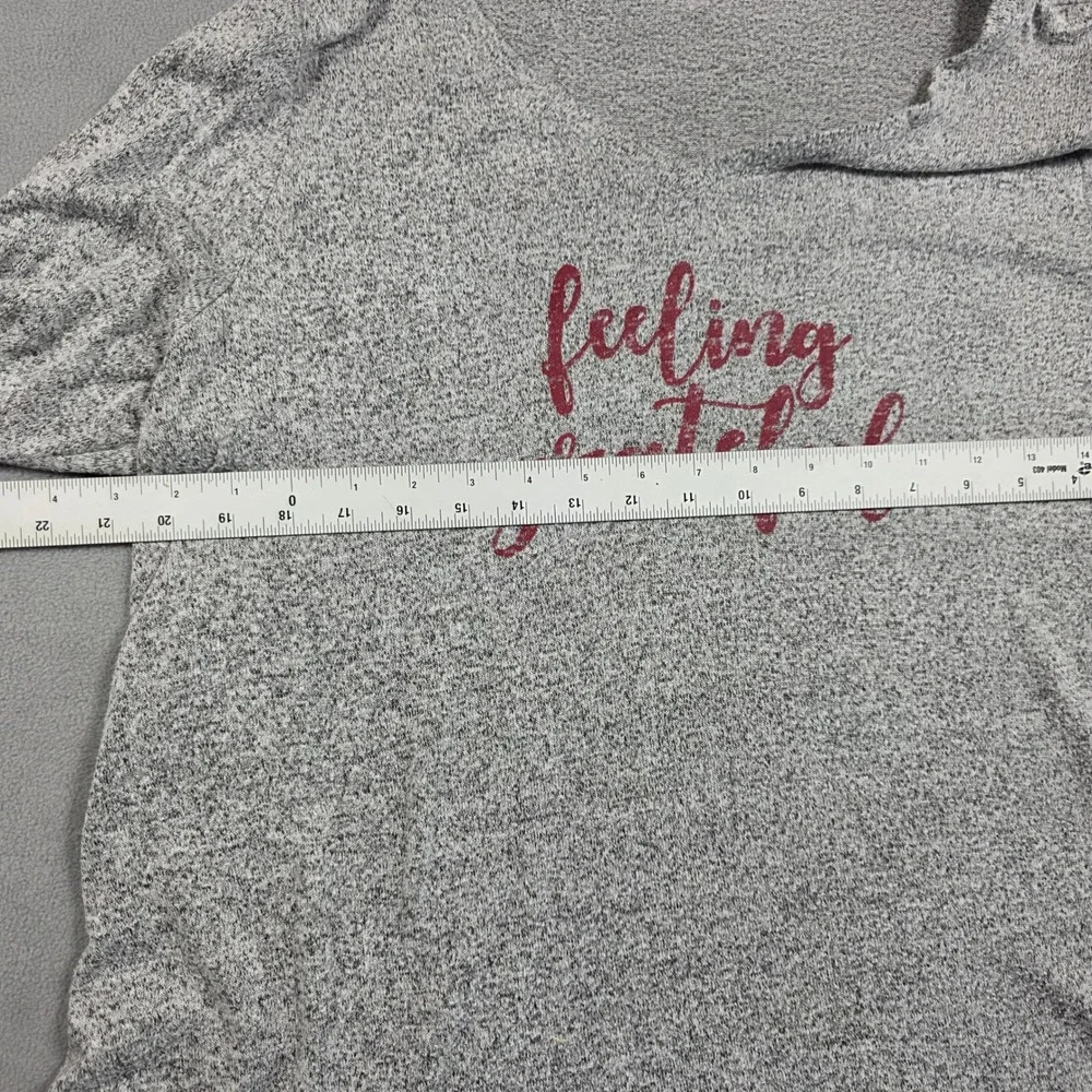 EVRI Top Women 0X Gray Graphic Pullover Heathered Knit Long Sleeve